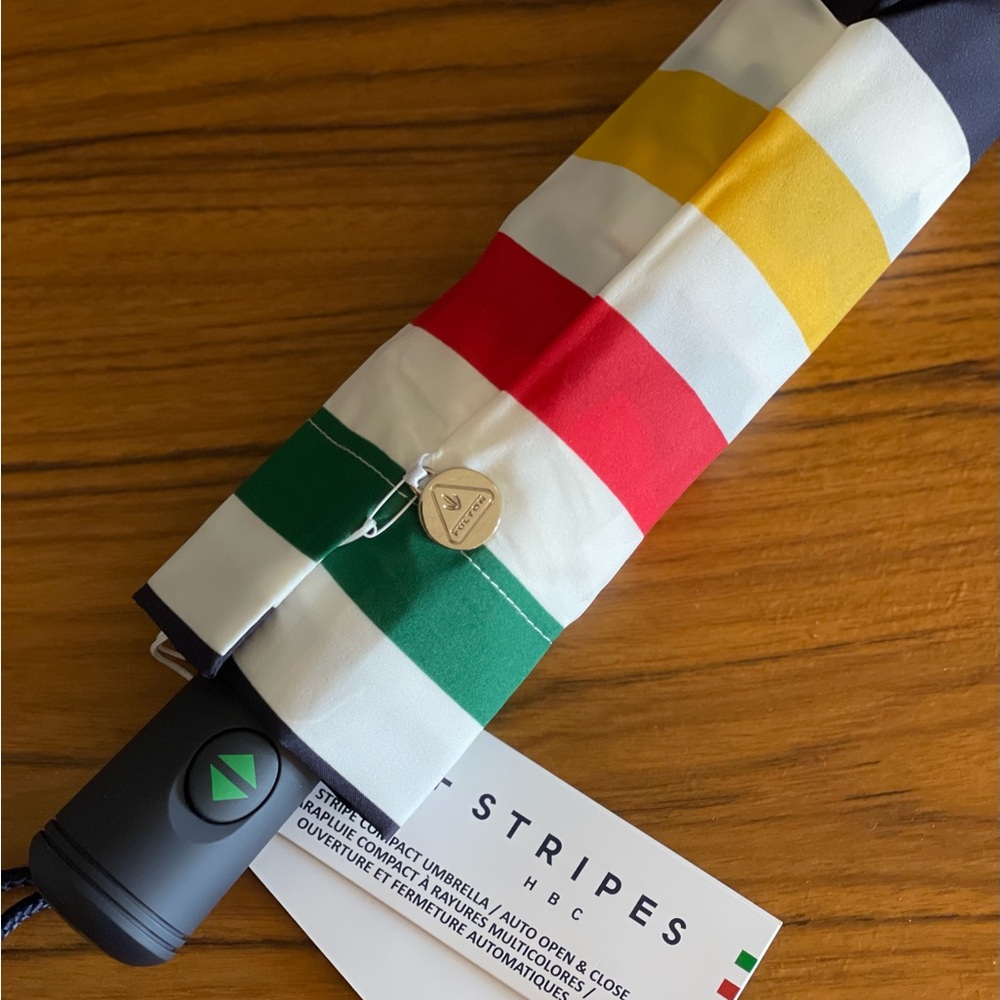 HBC Stripes Hudson's Bay + Fulton Multistripe Compact Folding Umbrella